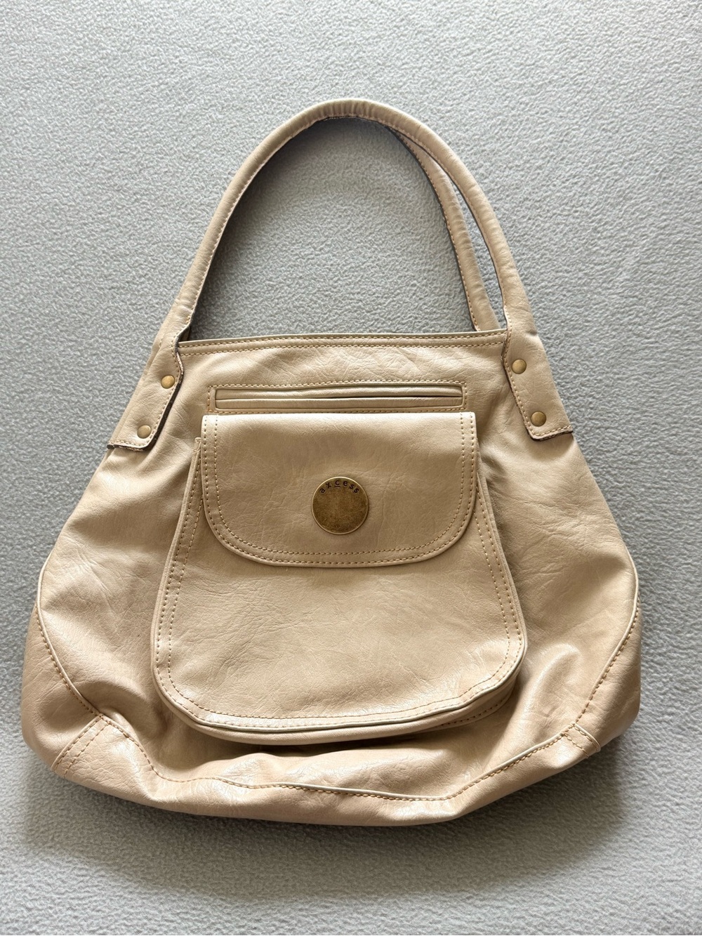 Women's Cream Shoulder Bag with Front Pocket